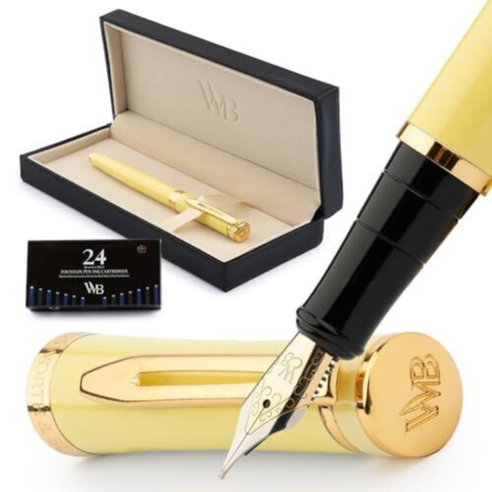2639 Fountain Pen Set, 18K Gilded Medium Nib, Includes 24 Pack Ink